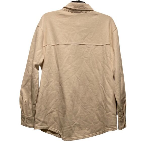 EUC Good American Fleece Shacket Shirt Jacket Bone Cream Sz. 00/0=XS - Picture 6 of 9